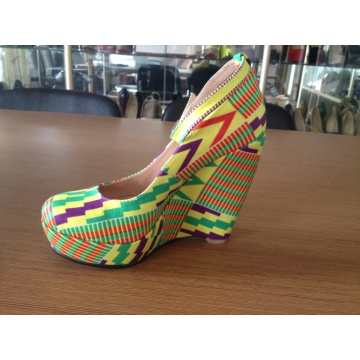 African Printed Fabric Wedge Shoes (HCY02-1483)